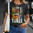 Wild And Three 3 Year Old 3Rd Birthday Safari Jungle Animal T-Shirt Gifts for Her