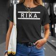 「Rika」ヘボン式「りか」「リカ」下の名前 ローマ字 名入れ 名乗り ラテン文字 綴り Tシャツ 彼女への贈り物