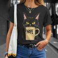 おかしな猫 コーヒーマグと黒猫 Nope Tシャツ 彼女への贈り物
