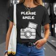 お願い スマイル アート オブ 写真 カメラマン カメラマン Tシャツ 彼女への贈り物