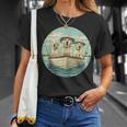 かわいい イエロー ラブラドールレトリバー 犬 釣り ボート 湖 犬 Tシャツ 彼女への贈り物