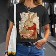 かわいいウサギが麺をすする Tシャツ 彼女への贈り物