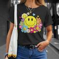 かわいいスマイルフェイス 花 ハッピーフェイス 花 ハート キッズ ガールズ Tシャツ 彼女への贈り物
