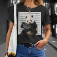 かわいいパンダの顔写真 犯罪者パンダ Tシャツ 彼女への贈り物