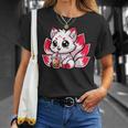 かわいい日本のキツネ九尾キツネボバティーアニメ Tシャツ 彼女への贈り物
