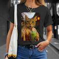 かわいい着物猫 自撮り 抹茶 バブルティー Tシャツ 彼女への贈り物