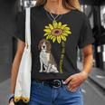 ひまわり サンシャイン ビーグル 動物 ペット ハウンド 犬 恋人 ギフト Tシャツ 彼女への贈り物