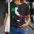 アウトライン イタリア 赤 白 緑 ストライプ 地図 Tシャツ 彼女への贈り物