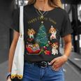 アグリー ハッピーデコピンクリスマス コーイケルホンディエ犬 ダッチデコイスパニエル犬 Tシャツ 彼女への贈り物