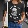 アダム・スミスが見えざる手経済学の教師と話す Tシャツ 彼女への贈り物