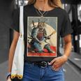 アニメ 日本の侍猫 エレキギターを弾くアートワーク Tシャツ 彼女への贈り物