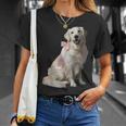 イングリッシュクリーム ゴールデンレトリバー 子犬 ピンク リボン クリーン ガール Tシャツ 彼女への贈り物