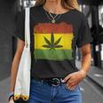 ウィード マリファナ ガンジャ リーフ ラスタ フラッグ 大麻 恋人 ギフト Tシャツ 彼女への贈り物