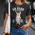 ウェルシュ・コーギー いぬ 犬 筋トレ 筋肉 バーベル ウエイトリフティング Tシャツ 彼女への贈り物
