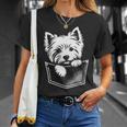 ウエスト ハイランド ホワイト テリア犬の覗くウェスティ デザイン Tシャツ 彼女への贈り物