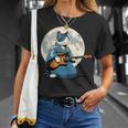 エレキギターを弾く日本猫 着物&猫ギター Tシャツ 彼女への贈り物