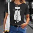 オーボエで遊ぶサングラスをかけた猫 Tシャツ 彼女への贈り物