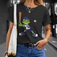 カエルの野球、カエルの野球、カエルの野球選手 Tシャツ 彼女への贈り物