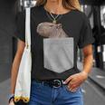 カピバラ フェイク ポケット カピバラ げっ歯類 げっ歯類 アニマル ノベルティ Tシャツ 彼女への贈り物
