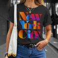 カラフルなニューヨークシティファッショングラフィックtシャツ、ニューヨーク市 Tシャツ 彼女への贈り物
