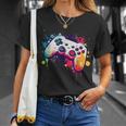 カラフルなビデオゲームコントローラー ジョイスティック コンソール Tシャツ 彼女への贈り物