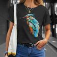 カワセミ 鳥 野生動物 動物 水彩 芸術的 ペインティング Tシャツ 彼女への贈り物