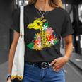 キリン 花 Giraffes Flower Tシャツ 彼女への贈り物