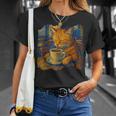 ゴッホ 猫 絵画 面白い 芸術的 猫 コーヒー愛好家 Tシャツ 彼女への贈り物