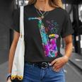 サクソフォン プレーヤー ジャズ 音符 サクソフォン カラフル サックス Tシャツ 彼女への贈り物
