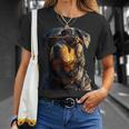 サングラスをかけたロットワイラー 愛犬自慢のロットワイラー Tシャツ 彼女への贈り物