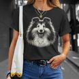 シェットランド・シープドッグ犬シェルティの顔のグラフィック アート デザイン Tシャツ 彼女への贈り物