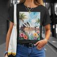 シドニーオペラハウスと南国の自然 Tシャツ 彼女への贈り物