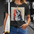 シベリアンハスキー子犬の笑いグラフィック。 Tシャツ 彼女への贈り物