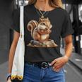 シマリス 森林 動物 木 リス 水彩 Tシャツ 彼女への贈り物