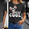 ステイ クール オーサム マウス ウェアリング サングラス 動物 ネズミ Tシャツ 彼女への贈り物