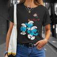 スマーフグループ スマーフ ガーガメル 魅惑のブルーフレンズのファン Tシャツ 彼女への贈り物