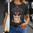 ダックスフンド ボバティー バブルティー アニメ カワイイ 犬 Tシャツ 彼女への贈り物