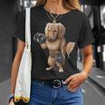ダックスフンド 犬の筋肉トレーニング ダンベル付き フィットネスジム Tシャツ 彼女への贈り物