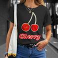 チェリー Cherry さくらんぼ 『フルーツ ポップ』果物 リアル レトロ 面白い イラスト Tシャツ 彼女への贈り物
