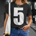 ナンバーファイブ 数字 5 プレーン 白 数字 Tシャツ 彼女への贈り物