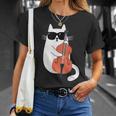 ネコとコントラバス 猫とサングラス ネコ好き 猫飼い コントラバス ウッドベース ダブルベース ジャズ音楽 ネコ 猫 Tシャツ 彼女への贈り物
