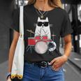 ネコとドラム 猫とサングラス ネコ好き 猫飼い 愛猫家 ドラム ドラムセット バンド ジャズ音楽 ねこ ネコ 猫 Tシャツ 彼女への贈り物