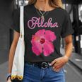 ハイビスカス Aloha アロハ《赤》（ハワイ・南国・フラダンス）夏【ビューティフル フラワー】キュート デザイン Tシャツ 彼女への贈り物