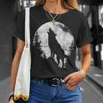 ハウリングウルフ 月光 森 シルエット 荒野 Tシャツ 彼女への贈り物