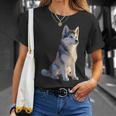 ハスキーがモチーフの愛犬家 シベリアンハスキーが大好き Tシャツ 彼女への贈り物