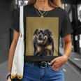 ハッピーロットワイラー犬自撮りポートレート Tシャツ 彼女への贈り物