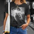 ハムスターを追うufo、クレイジーな動物、面白いハムスター Tシャツ 彼女への贈り物