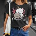 ハート バレンタイン ピーチゴマ 猫 カップル I Meow You Tシャツ 彼女への贈り物