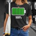 バッテリー100シャツ バッテリーハートフル充電バッテリーフル。 Tシャツ 彼女への贈り物