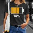 バッテリー75残り75バッテリーフルtシャツバッテリー低 Tシャツ 彼女への贈り物